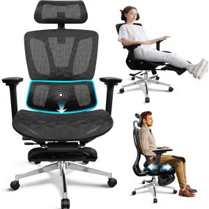 SUBZONAL-Fauteuil de Bureau avec Repose-Pieds, Accoudoirs 4D, Si&egrave;ge R&eacute;glable en Profondeur, Inclinable 4 Positions, Dossier Haut, Chaise de Bureau, Chaise Ergonomique, Chaise Gaming - Neuf