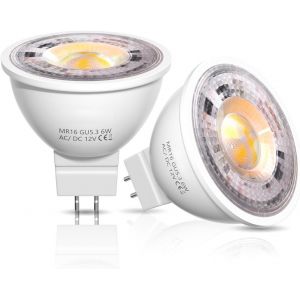 Ampoules Led Gu5.3 Mr16 12v, Ampoules Led Spot Mr16 6w Equivalent À 50w Lampe Halogène 3000k Blanc Chaud 450lm 38°Angle Faisceaux Pour Éclairage Encastré, Suivi, Non Dimmable (Lot [Amp744903] - Neuf
