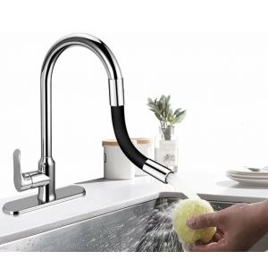 Noir 360° flexible du robinet d'extension - Pour la salle de bains et cuisine en plein air,longueur Totale 30cm - Neuf
