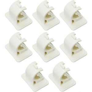 Lot de 8 crochets adhésifs pour tringle à rideaux, sans perçage, pour serviettes, rideaux, manteaux, blanc - Neuf
