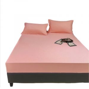 Drap-Housse Uni En Coton Lavé 150x200cm, 2 Taies D'oreiller - Neuf