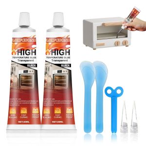 Colle Haute Temp&eacute;rature,100ml Scellant Haute Temp&eacute;rature,Silicone Noire Haute Temp&eacute;rature Pour Chemin&eacute;es,Po&ecirc;les,Fours,Boucliers Thermiques,2 Pi&egrave;ces,50ml - Neuf