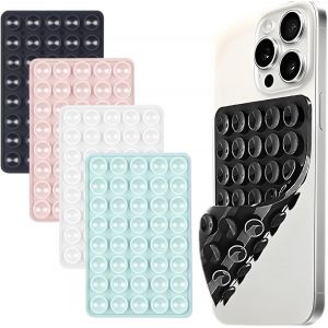 Lot De 4 Ventouses En Silicone Double Face Pour Téléphone Portable Pour Selfies Et Vidéos, Support À Ventouse Pour Tous Les Modèles De Téléphones Portables (Transparent, Noir, Rose, Bleu) - Neuf