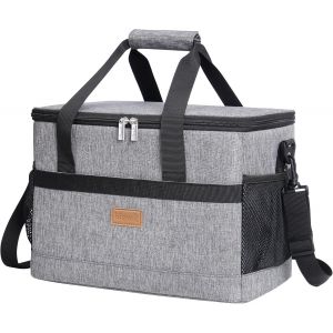 Sac Isotherme 20l, Grand Format Glaciere Souple Isothermes, Portable Sacs Isotherm Courses Surgel&eacute;s Pour Voyage, Pique Nique, Camping, Plage, Gris - Neuf