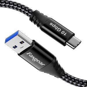 USB C Cable 1.5m - USB A to Type C 3.2 Gen 2 Braided Cord 10Gbps Android Auto Type C Data Cable 3A Fast Charge Compatible with SSD Portable Galaxy S23 X-Box PS5 Controller - Neuf