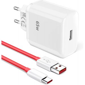 Chargeur Super vooc 65W pour OnePlus Nord CE 2/8/7/6T,Super vooc Chargeur Secteur et C&acirc;ble USB C 1m pour Oppo Find X5 Lite/Reno 14 F/13 FS/12 FS/11F/10/8/A80/A60/A40 pour realme 12 11 Pro/12+/12 Pro+ - Neuf