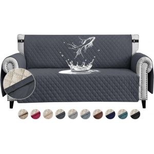 SUBZONAL-Housses de Canap&eacute; Impermeable avec Accoudoirs 3 Places Antid&eacute;rapante &Eacute;paissi Pas Besoin de Laver la Housse de Canap&eacute; avec Poches Lat&eacute;rales pour Animaux de Compagnie Chiens Chats,Gris Fonc&eacute; - Neuf