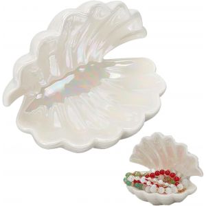 Kal-Organisateur De Bijoux En Coquillage, Plateau À Bijoux En Coquillage, Boîte À Bijoux Créative En Coquillage, Forme Unique, Pour Le Rangement Des Bijoux, La Décoration, Les Cadeaux(Blanc) - Neuf