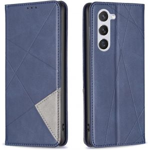 Mdy-Coque Pour Samsung Galaxy S23, Housse Portefeuille En Cuir Etui De Protection Avec Slim Tpu Silicone Bumper Antichoc Magnétique Flip Case, Porte Cartes Avec Fonction Support Cover (Bleu) - Neuf