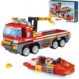 KALWL-City Fire Le Camion De Pompiers Avec Bateau De Sauvetage,Jouet De Construction Avec 3 Pompiers Jouets Créatifs Jeux Pour Enfants Cadeau Pour Garçons Et Filles Dès 6 Ans 354 Pièces - Neuf
