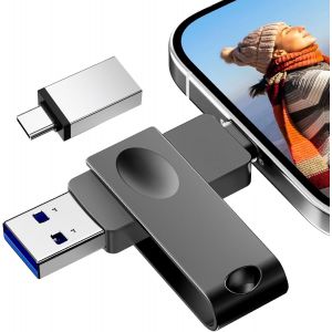 [No APP] USB Flash Drive 256GB Free up the storage space of your smartphone. iPhone USB Flash Drive for i0S/Android/PC. With Separate Type C Adapter.Plug and Play. - Neuf