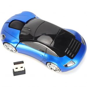 (Bleu) Souris optique ergonomique sans fil en forme de voiture avec récepteur USB,souris sans fil pour PC de bureau,2.4G - Neuf