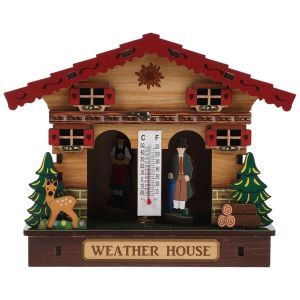 SUBZONAL-Barom&egrave;tre mural en bois : thermom&egrave;tre et hygrom&egrave;tre pour l'int&eacute;rieur et l'ext&eacute;rieur, id&eacute;al pour la maison et le sauna - Moniteur de temp&eacute;rature et d'humidit&eacute; - Neuf