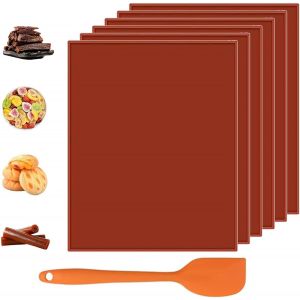 Ayuhr-Plateaux Déshydrateurs En Silicone: Feuilles De Déshydrateur Antiadhésives Tapis À Gâteau En Rouleau Réutilisable Avec Grattoir Pour Fruits, Pâtisserie, 6 Pièces - Neuf