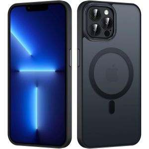 Kal-Magnétique Coque Pour Apple Iphone 13 Pro Max 6,7"", Compatible Avec Magsafe, Translucide Mat Arrière Anti-Jaune Étui, Ultra Mince Silicone Tpu + Pc Rigide Antichoc Protection Housse, Noir - Neuf