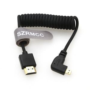 ERYI-8K 2.1 Micro Hdmi Angle Gauche Vers Hdmi Câble Tressé Spiralé Haute Vitesse Pour Go-Pro Hero 3/4 Canon Eos M5 Sony A6000 A7Iii Rx10 Nikon B500 Z6 Raspberry Pi 4 Atomos Ninja 2 Monitor - Neuf
