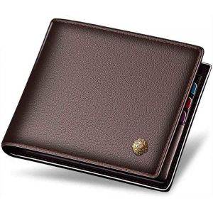 Portefeuille Homme,Cuir Véritable,Avec Poche Zippée,Portefeuille Blockage Rfid,Portefeuille En Cuir À Deux Volets,Porte-Monnaie Hommes Casual,Cadeau Pour Père,Frère,Petit Ami(Marron) - Neuf