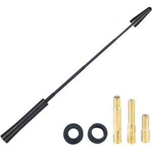 Antenne Rétractable en Fibre De Carbone Voiture,Antenne Radio Voiture Universel Amplifiée Autoradio,Stéréo Antenne De Toit à Tige pour Voiture,pour Les Voitures Auto Camion(Noir) - Neuf