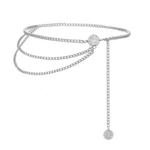 Ceinture En Métal De Chaîne De Taille Multicouche Pour Robe Pour Femmes Ceinture De Chaîne De Corps En Métal,Argent,Fit Taille Siz - Neuf