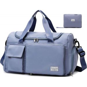 Nzqaf-Sac De Voyage Homme Pliable Grande Capacité Sacs De Sport Avec Compartiment Chaussure Y Poche Humide, Imperméable Sac À Bandoulière Léger Weekend Fourre-Tout Sport Gym Bag, Bleu - Neuf