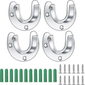 4 Paquets De Supports De Poteau De Garde-Robe,Douilles De Poteau De Placard En Acier Inoxydable De 25 Mm,Porte-Tige De Bride En Forme De U,Supports D'extrémité De Support De Tringle De Placard - Neuf