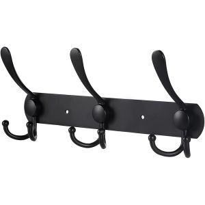 CAP-Porte Manteau Mural en Acier Inoxydable, Pat&egrave;res Porte Manteaux Crochet Mural pour Manteaux Serviettes Peignoirs (Noir Mat, 9 Crochets,1pcs) - Neuf
