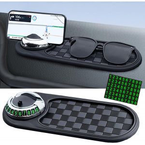 Tapis Antid&eacute;rapant Multifonction Pour Voiture,Tapis Voiture Antid&eacute;rapant Support T&eacute;l&eacute;phone Portable,Rotatif &Agrave; 360&deg; Antid&eacute;rapants Avec Num&eacute;ro De Stationnement,Pour D&eacute;coration De Voitures - Neuf
