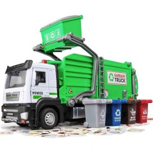 Garbage Truck Metal Diecast Cab,Pull Back Garbage Truck Toy with Lights and Sounds,Funny Toy Gift For Children Hot - Neuf