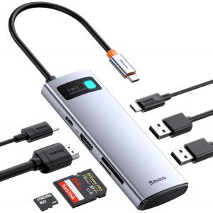 JGD-Hub USB C 7 en 1 Stations d'accueil Adaptateur avec 4K HDMI, 100W PD, 2 USB 3.0 5Gbps, 1 USB C, Lecteur Carte SD/TF pour Ordinateur Portable MacBook/Surface Pro/iPad/Steam Deck/Rog Ally/Samsung - Neuf