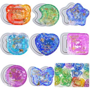 Moule Resine Porte Cles C?ur, Moules Silicone Pendentif Lune, Moulle Moulage R&eacute;sine &Eacute;poxy Papillon, Quicksand Pendant Mold Pour Bricolage Bijoux Colliers Cristal D&eacute;cor - Neuf