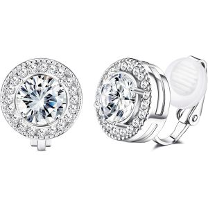 8mm Zircon Cubique Cristal Clip Sur Boucles D'oreilles Perle Ronde Boucles D'oreilles Non Percées Pour Femmes Cz Coloré Clip Non Piercing Sur Boucles D'oreilles - Neuf