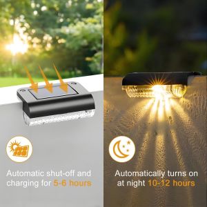 Tianyi-Lampe Solaire Led Extérieur Jardin,8 Pièces Lampe Solaire Exterieur,Lumières De Clôture Solaire Etanche,Pour Escaliers,Marches,Clôtures,Cour,Terrasse,Blanc Chaud - Neuf