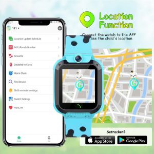GPS Montre Enfants,Montre Intelligente Enfant LBS Fille Gar&ccedil;on T&eacute;l&eacute;phone SOS Voice Chat Appel R&eacute;ciproque &eacute;cran Tactile &eacute;tanche &eacute;tudiants, Enfant Jouets &eacute;ducatifs 4-12Ys - Neuf