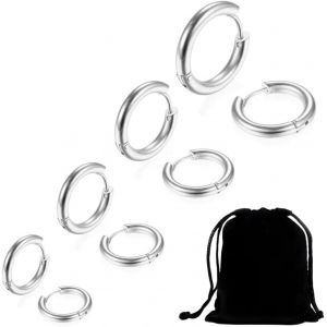 Clyhon 4 Paires Acier Inoxydable Boucles D&iexcl;&macr;Oreilles Anneau Homme Femme Boucles D Oreilles Cr&iquest;&iquest;Ole, Boucle D Oreille Homme Anneaux, Boucle D'oreille Femme Creole, Boucle D Oreille Petite - Neuf