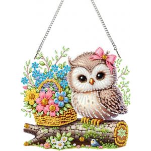 Diamond Painting Pendentif,Hiboux Diamond Painting Animaux Hanging,Diamant Suspendus Avec Chaîne,Peinture Diamant Pendentif Pour Mural,Porte Et Fenêtre Décoration - Neuf