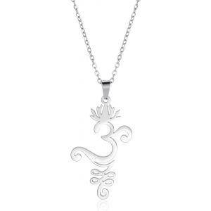 Kal-Collier Om En Forme De Fleur De Lotus Pour Femmes Et Filles - Pendentif En Forme De Lotus - Symbole Om Aum Ohm - Collier De Yoga Avec Breloque En Forme De Fleur De Lotus - Bijou Spirituel En - Neuf
