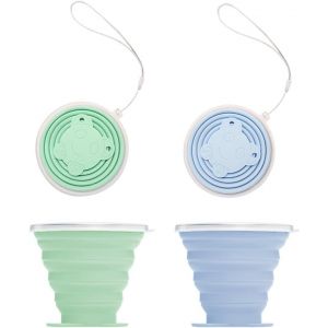MEVRONISSHOP-Lot De 2 Tasse de Voyage Pliable, Gobelets de voyage pliables avec couvercle herm&eacute;tique, Coupe de Voyage L&eacute;g&egrave;re&iquest; pour Les Voyages, Pique-nique, Camping 18ml - Neuf