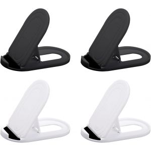 JGD-Lot de 4 supports pliables pour t&eacute;l&eacute;phone portable &iquest; Support de bureau minimaliste pliable antid&eacute;rapant pour tablette, ordinateur, angle r&eacute;glable (noir + blanc) - Neuf