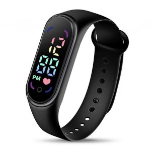 Étudiant Enfants Montre Électronique Mode Bracelet De Sport Étanche Avec Affichage Led Cadran Arrondi Bracelet En Silicone Réglable Montre Numérique - Neuf