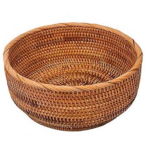 Panier À Fruits Rond En Rotin Naturel, Plateau De Service À Pain, Bols De Rangement Pour Aliments Tissés (Lar Ds) - Neuf
