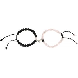 Kalsw-2 Pièces Bracelet Couple Magnétiques Pour Homme Et Femme Relation Eternelle Bracelet Amitié Longue Distance Bracelet Mere Fille En Forme De C?ur De Cordon Pour Petit Ami Amie Amant Meilleur Ami - Neuf