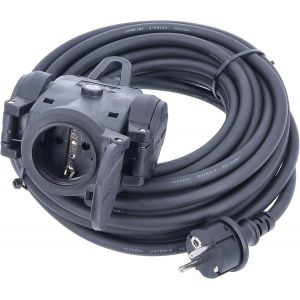 Schwabe 60454 Rallonge multiprise avec 3 prises, en caoutchouc, pour utilisation sur chantier, avec c&acirc;ble H07RNF 3G1,5 IP44 Noir 4,5 m - Neuf