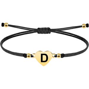 Eryi-- Bracelet Lettre Initiale A - Z En Acier Inoxydable Avec Fil Ciré, Bracelet Femme Ou Homme, Bracelet Coeur Avec Lettre Gravée, Cadeau Pour Mère, Fille, Amie, Petite Amie - Neuf