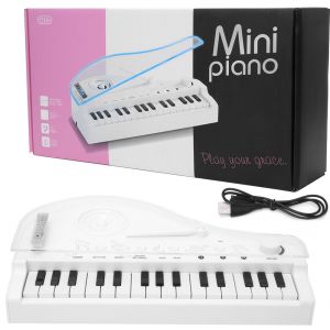 Piano A Queue 31 Touches, 7 Lumieres Colorees, Instrument De Musique Educatif Pour Enfants, Jouet Blanc - Neuf