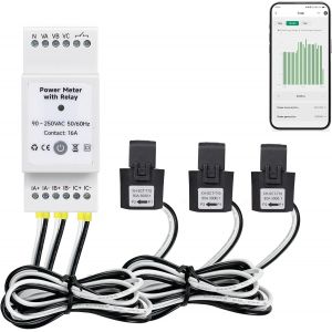 Tuya Moniteur D'Alimentation Intelligent Sur Rail Din Avec Relais, Tension En Temps Réel, Courant, Facteur De Puissance, Mesure Active De La Puissance Et De La Fréquence, Compatibl[MAT790613] - Neuf