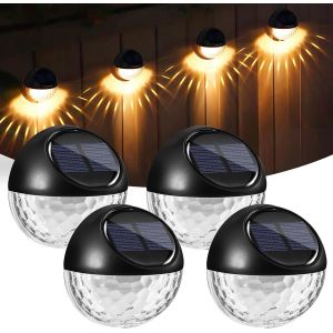 Appliques solaires d'extérieur, lot de 4, lampe solaire d'extérieur à LED blanc chaud, éclairage décoratif étanche IP65 pour jardin, clôture, cour, véranda - Neuf