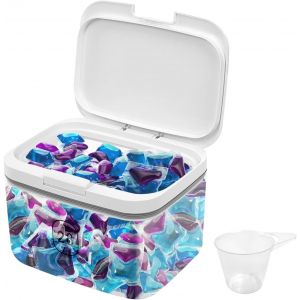 LETNERNY-Récipient À Dosettes À Linge De 2,8 L, Étanche, Organ ur De Cuisine Avec Couvercle À Une Pression, Réutilisable Et Durable, Rangement Transparent Pour Lessive En Poudre, Feuilles De Sèche-Li - Neuf