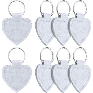Kal-8 Pi&egrave;ces Porte-Cl&eacute;s Coeur En Feutrine 4,1 X 4,5 Cm Ebauches De Porte-Cl&eacute;s En Feutre Avec Anneau En Acier Inoxydable Pour Sac &Agrave; Main Bricolage D&eacute;coration Feutre Pendentif Artisanat - Neuf