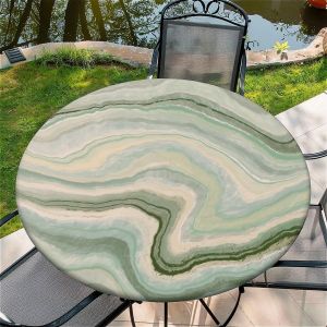 SJZG-Nappe Ronde D'Extérieur Avec Élastique Ø 44""(110Cm) - Nappe De Jardin Élastique Motif Montagnes, Rivières Et Lacs Convient Aux Tables De 95 À 105 Cm De Large - Neuf