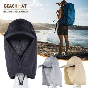 Chapeau D'ext&eacute;rieur Polyvalent Avec Protection Uv Et Masque Amovible Pour La P&ecirc;che, La Randonn&eacute;e Et Le Camping - L&eacute;ger Et R&eacute;glable - Neuf